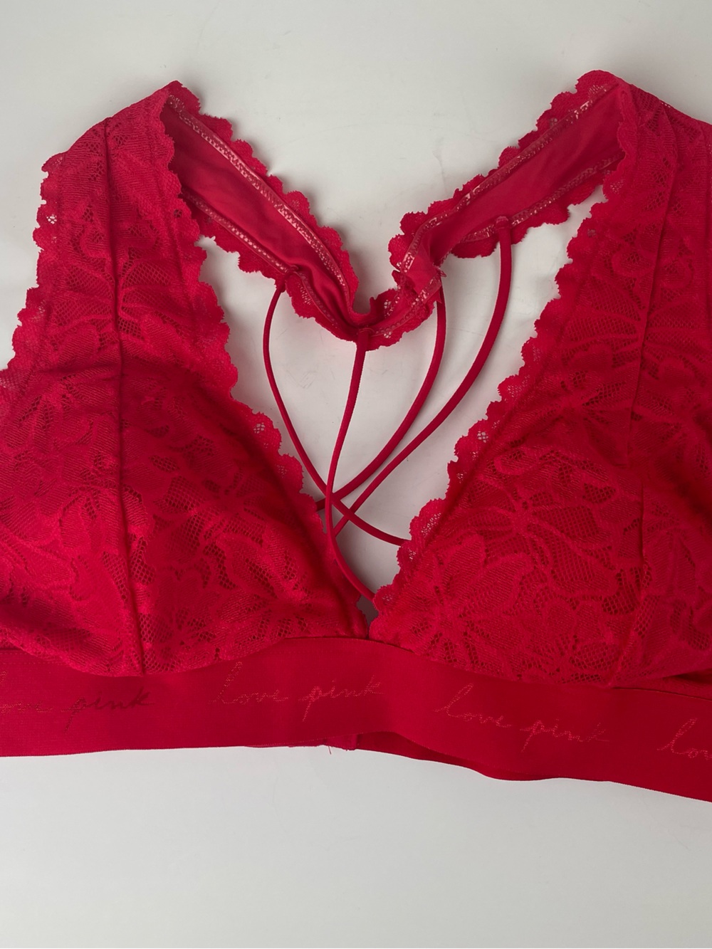 Victoria's Secret PINK Red Lace Strappy Halter Bralette
